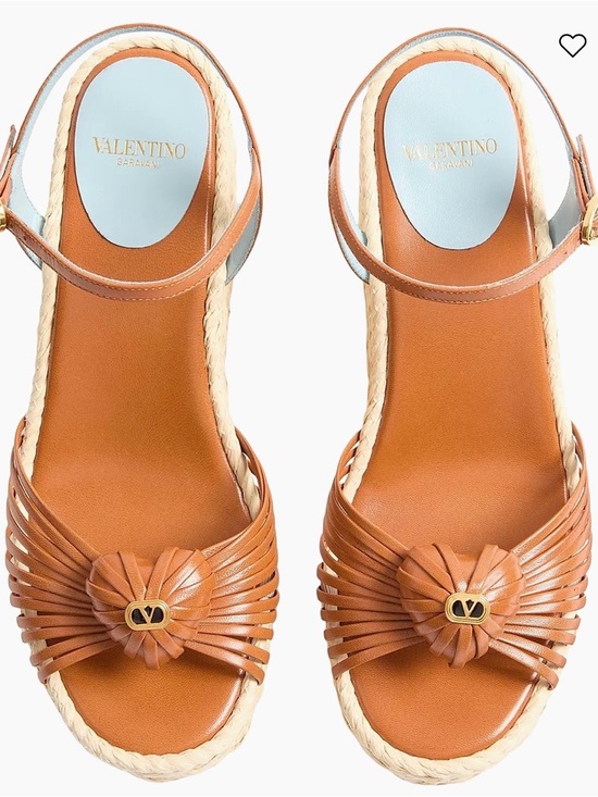 Valentino Garavani Shoes - Valentino Brown Leather Espadrille Wedge Sandals